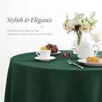 Linen World Green Linen Tablecloth - 100% French Linen Round Tablecloth 90" Inch,Washable Natural Table Cloth for Dining,Outdoor,Weddings and Restaurants,Decorative Thanksgiving Christmas - Image 3