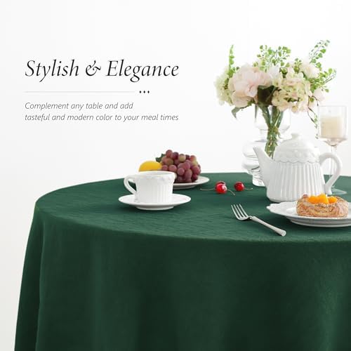Linen World Green Linen Tablecloth - 100% French Linen Round Tablecloth 90" Inch,Washable Natural Table Cloth for Dining,Outdoor,Weddings and Restaurants,Decorative Thanksgiving Christmas - Image 3