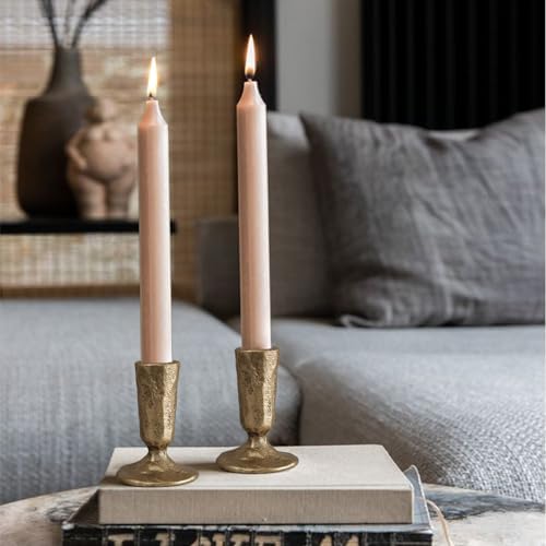 Handcrafted Antique Brass Iron Taper Candle Holders - Set of 2 - Image 4