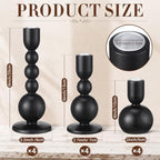 Mumufy 12 Pcs Wooden Candle Holders, Wood Taper Candlestick Holders Vintage Rustic Farmhouse Mid Century Candle Stand Set for Table Centerpiece, Wedding, Dining Table, Mantel and Home Decor (Black) - Image 2