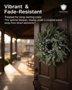 24 Inch Eucalyptus Wreath for Front Door, Farmhouse Decor Wreath - Image 5