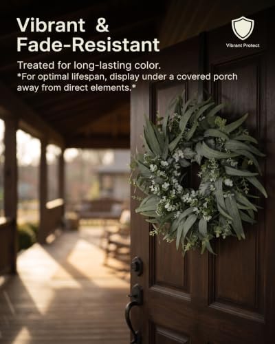 24 Inch Eucalyptus Wreath for Front Door, Farmhouse Decor Wreath - Image 5