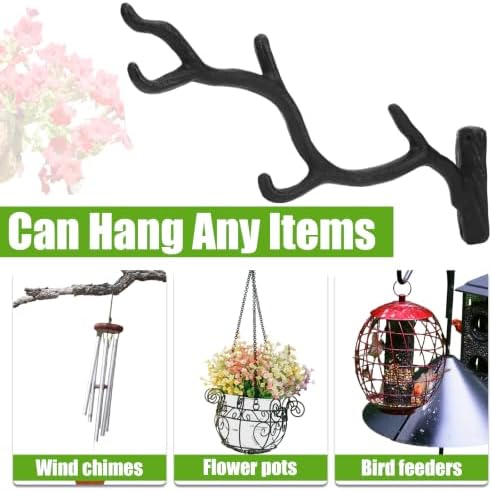 Blulu 6 Pcs Cast Iron Plant Hanger Wall Bracket Tree Branch, Black - Image 4
