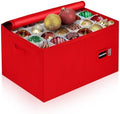 Christmas Ornament Storage Container with Dividers - Box Stores Up to 96 Ornaments, Zippered, Convenient, Adjustable, Large Organizer Bin to Protect Holiday Décor, Fits Most Standard Size, Red by HOLDN%E2%80%99STORAGE