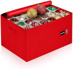 Christmas Ornament Storage Container with Dividers - Box Stores Up to 96 Ornaments, Zippered, Convenient, Adjustable, Large Organizer Bin to Protect Holiday Décor, Fits Most Standard Size, Red by HOLDN%E2%80%99STORAGE