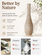 Hanobe 22" Tall Wood Floor Vase for Pampas Grass, Boho Farmhouse Style - Image 6