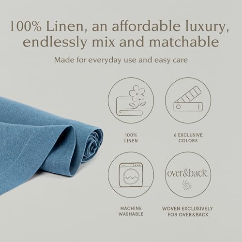 Over&Back 18x90 Washed 100% Linen Table Runner - Washable Table Runners for a Custom Home Decor Tablescape - Perfect for Coffee Table, Dinner Table, Living Room, and More - Blue - Image 2
