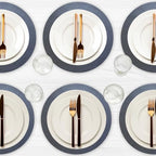 Placemats Set of 6 – Round 15” Faux Leather Table Mats for Dining, Heat Resistant & Non-Slip Washable Table Decor, Indoor, Outdoor, Dining Table Set for 6, Modern Kitchen & Holiday Use, Navy - Image 2