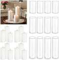 24 Pcs White Pillar Candles with Glass Candle Holder Hurricane Glass Candle Holders Clear Cylinder Vases for Centerpieces Wedding Office Party Home Table Decor by Unknown