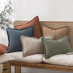 MIULEE Boho Natural Linen Fringe Decorative Euro Throw Pillow Covers 22x22 - Image 6