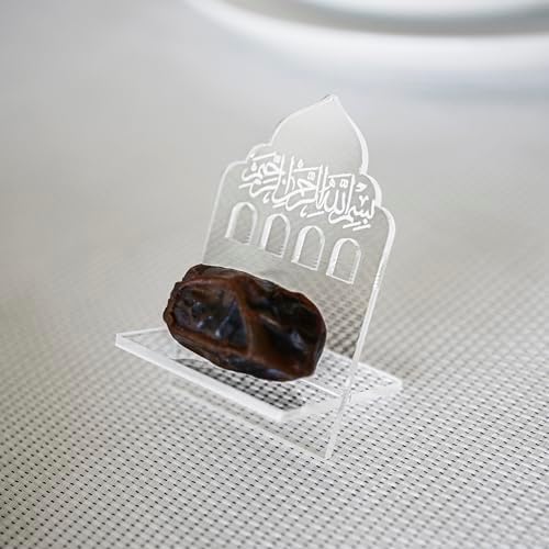 Ramadan Date Holder, Bismillah Islamic Calligraphy, Iftar Party, Ramadan Table Decoration, Eid Mubarak Gift (6 Pcs, Dome Design, Transparent) by iwaconcept
