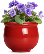 8 Inch Ceramic Self Watering Pots with Absorbent Inner Pot, Red by Teagas
