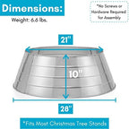 BIRDROCK HOME 4-Panel Christmas Tree Collar - Metal Holiday Skirt Decor - Water Base Protection from Pets (Silver) - Image 3
