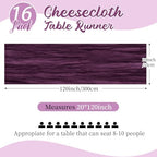 16 Pack Dark Purple Cheesecloth Table Runners 20x120 Inch Gauze Table Runner 10FT Easter Cheese Cloth Table Runner Rustic Sheer Runner for Wedding Baby Shower Birthday Party Table Decor - Image 2