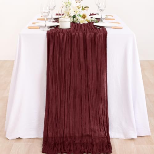 Burgundy Cheesecloth Table Runner Fall Dinning Runner for Christmas, 6 Pack - Image 5