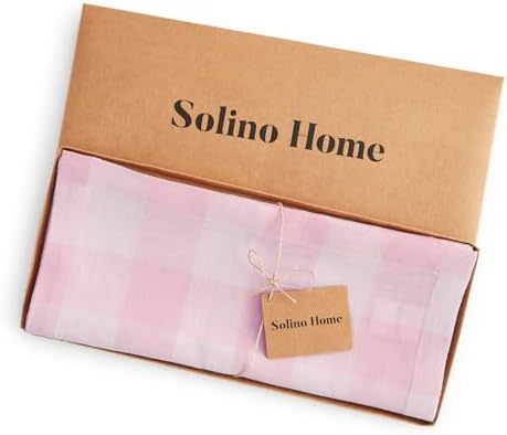 Solino Home 100% Pure Linen Table Runner Pink, Buffalo Check 14 x 72 in - Image 5