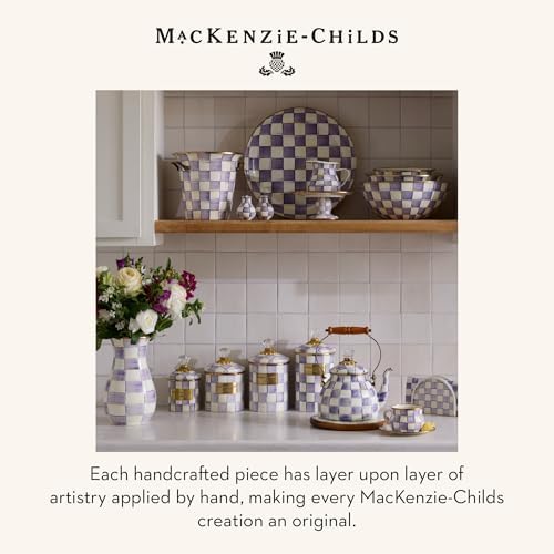 MACKENZIE-CHILDS Enamel Tall Vase, Purple-and-White Violet Check - Image 6
