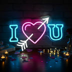 I Heart U Neon Sign 16 × 10in LED Heart and Arrow Wall Light Dimmable by DUOLIYBC