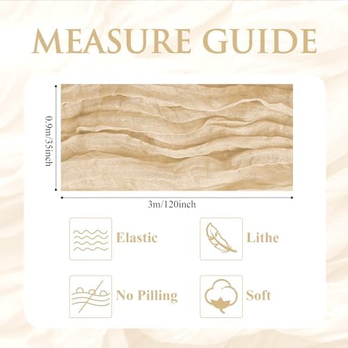 Cheesecloth Table Runner 10FT 12Pcs Sand Boho Gauze Rustic Sheer Runners - Image 2