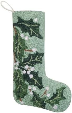 Peking Handicraft Stockings Green Holly, 20-inch Height, Wool, Home, Indoor by Peking+Handicraft