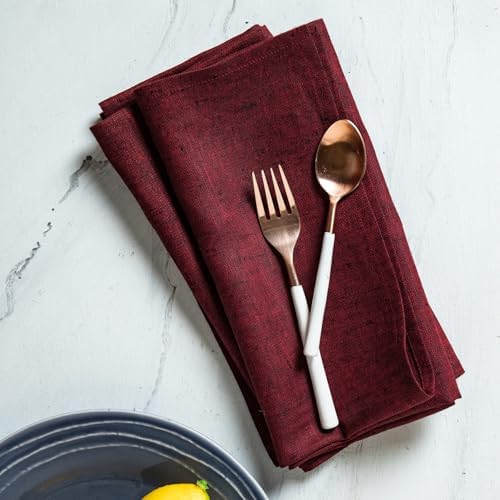 Solino Home 100% Pure Linen Dinner Napkins Red, Athena 20 x 20 in, Set of 4 - Image 2