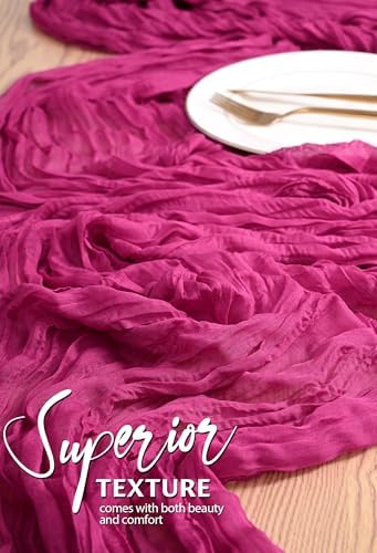 18 Pack Cheesecloth Table Runner 10FT Fuschia Table Runner Boho Gauze Cheese Cloth Table Runners Long Rustic Sheer Table Decorations for Wedding Party Baby Bridal Shower Birthday Holiday Spring - Image 4