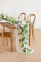 Ling's moment Flower Garland, 6FT Eucalyptus & Rose White & Lily & Olive - Image 2