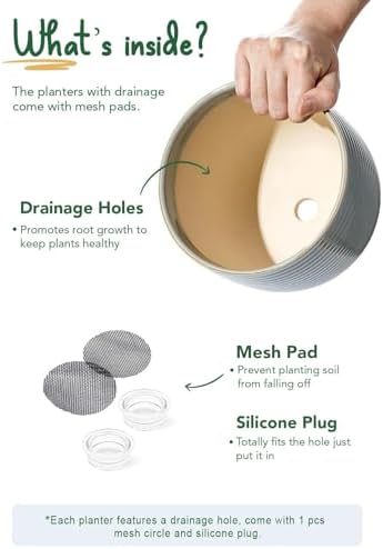 LE TAUCI Ceramic Plant Pots, 5.1 + 6.4 Inch, Set of 2, Reactive Glaze Gray - Image 6