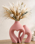 Modern Ceramic Flower Vase Home Table Decor Heart Shaped Vase Set of 2 by Zormon