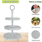 3 Tiered Tray Stand White Tier Serving Tray, Three Decorative Trays, Wooden Cupcake Stand 3 Tiered Farmhouse Tray for Home Decor(L 13.8” W 12.5” H 21.8”) - Image 5