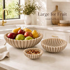 YMXYJM Decorative Bowl Set of 3, Fluted Resin Bowls for Home Decor, Beige - Image 3