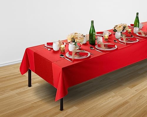 Disposable Table Runner for Dining Table, 16" 20-Pack Linen-Like Red Paper Table Runners for Christmas, Party, Wedding Or Event - Image 6