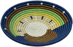 Handwoven African Basket Bowl for Fruits Home Decor (brown blue green, 8in diameter) - Image 2