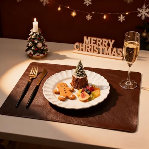 DOLOPL Placemats Set of 12, Reversible Dual-Color Faux Leather Place Mats - Image 2