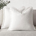 Foindtower Decorative Linen Fringe Throw Pillow Covers 20×20 Inch,White by Foindtower