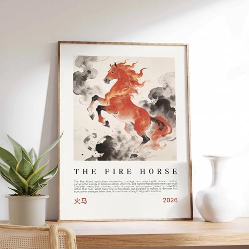 Year of the Fire Horse 2026 Poster, Chinese Zodiac Horse Wall Art, Lunar New Year Asian Art Print, Decor Minimalist - Image 7