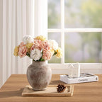 Ceramic Flower Vases Home Decor, Rustic Farmhouse Decorative Vase Pottery Pampas Grass Vases for Decor Table Living Room Entryway Mantel Bookshelf Bedroom Bathroom Kitchen - 7.4 Inch Rustic - Image 6