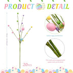 nuvagiki Easter Table Decor, 20 Pack Easter Egg Berry Stems Decorations for Tree, Artificial Flowers Picks for Wreath, Tree Ornaments Decorations for Home, Easter Gifts - Image 3