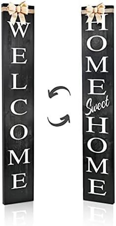 Outdoor 2in1 Welcome sign for Front Door, Vertical Welcome sign for Front Porch Standing,Welcome Home Sign,Porch Signs, Interchangeable 4ft Tall,Home Sweet Home Sign, Long, Wood,Farmhouse Porch Decor by GivingMoreLifetoYourHome