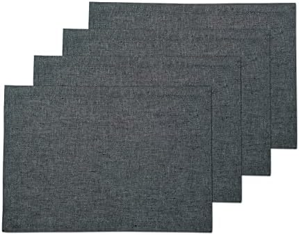 Solino Home 100% Linen Placemats Charcoal Grey, Athena 14 x 19 in, Set of 4 by SolinoHome
