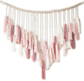 Decocove Macrame Wall Hanging - Large with Wood Beads Bohemian Decor for Bedroom, Living Room and Kitchen Warm Blush Pink 35'' x 36'' by Decocove
