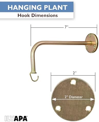 Ilyapa 4 Pack Metal Rustic Brass Plant Wall Hanger Hooks, 7 Inch - Image 2