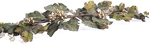 Factory Direct Craft Pair of Tuscan Artificial Grape Swag with Gold Grapes and Tendrils Throughout for Home Decor, and Displaying by FactoryDirectCraft