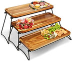 Manspdier Wood 3 Tier Serving Tray Three Tiered Stand, Rectangle Platter Wooden Farmhouse Tray, Party Dishes for Entertaining, Rustic Vintage Trays & Platters - Image 3