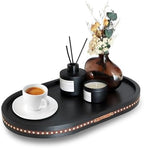 Oval Wooden Decorative Tray Coffee Table Tray Home Decor 15" Black by Unknown