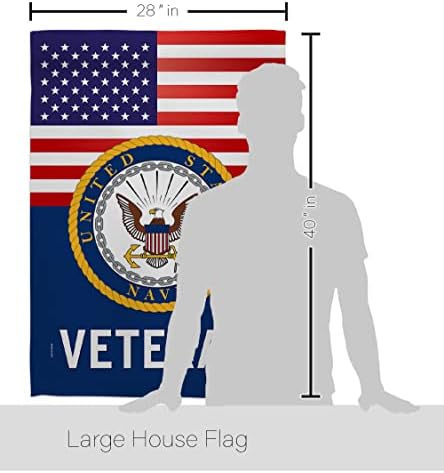 US Navy Veteran House Flag - 2 pcs Pack Armed Forces USN Seabee United State American Military Retire Official - Decoration Banner Small Garden Yard Gift Double-Sided Made in USA 28 X 40 - Image 2