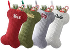 Personalized Dog Christmas Stockings,Custom Embroidered Pet Name & Bone Shape Stocking for Pet,Premium Cable Knit 15.7” Large Dog Stocking for Fireplace Holiday Decor Gifts(5 Pack) by Infiher
