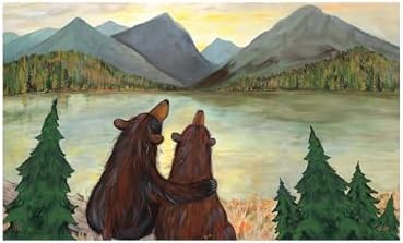 Studio M Bearfoots Standard 18 x 30 Inch Recycled Rubber with Non-Slip Backing All Weather Indoor Outdoor Decorative Interchangeable Doormat Insert Green and Brown Sunset Bears - Image 3