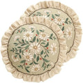 ISAENNE Vintage Linen Throw Pillow Cover,Set of 2,Diameter 16"-Brune C by Isaennehomedecoration