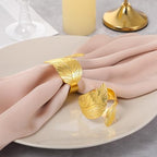50 Pcs Gold Napkins Rings Bulk, Wedding Napkin Rings Set with Elegant Leaf Design, Premium Gold Napkin Holders for Thanksgiving Christmas Party Table Decor - Image 7